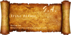 Iritz Alfonz névjegykártya